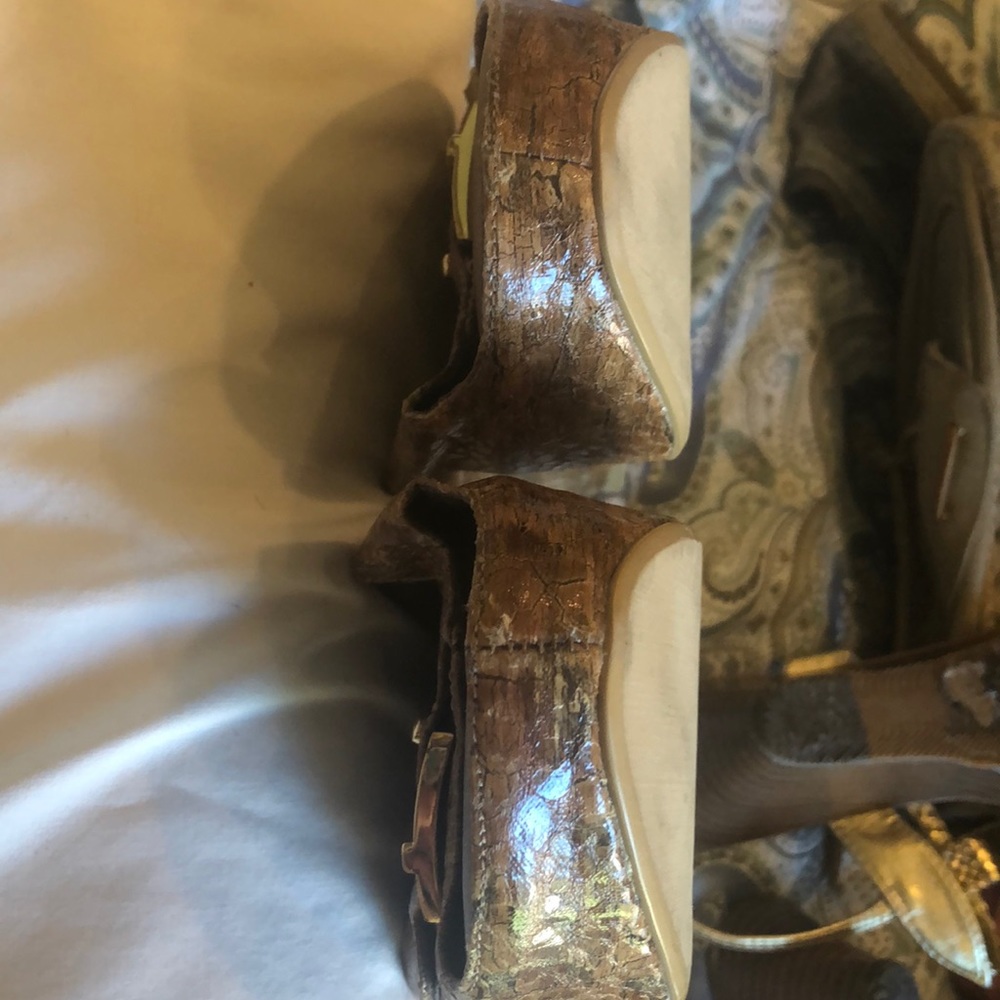 Gently Worn Moda Brown Python Leather Clog Sandals - image 5